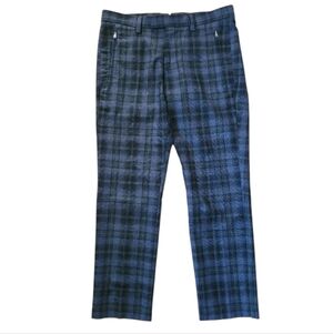 46 Gucci 2013 Archival "Riding" Trousers Neon Plaid Wool & Cashemere Plaid Blue